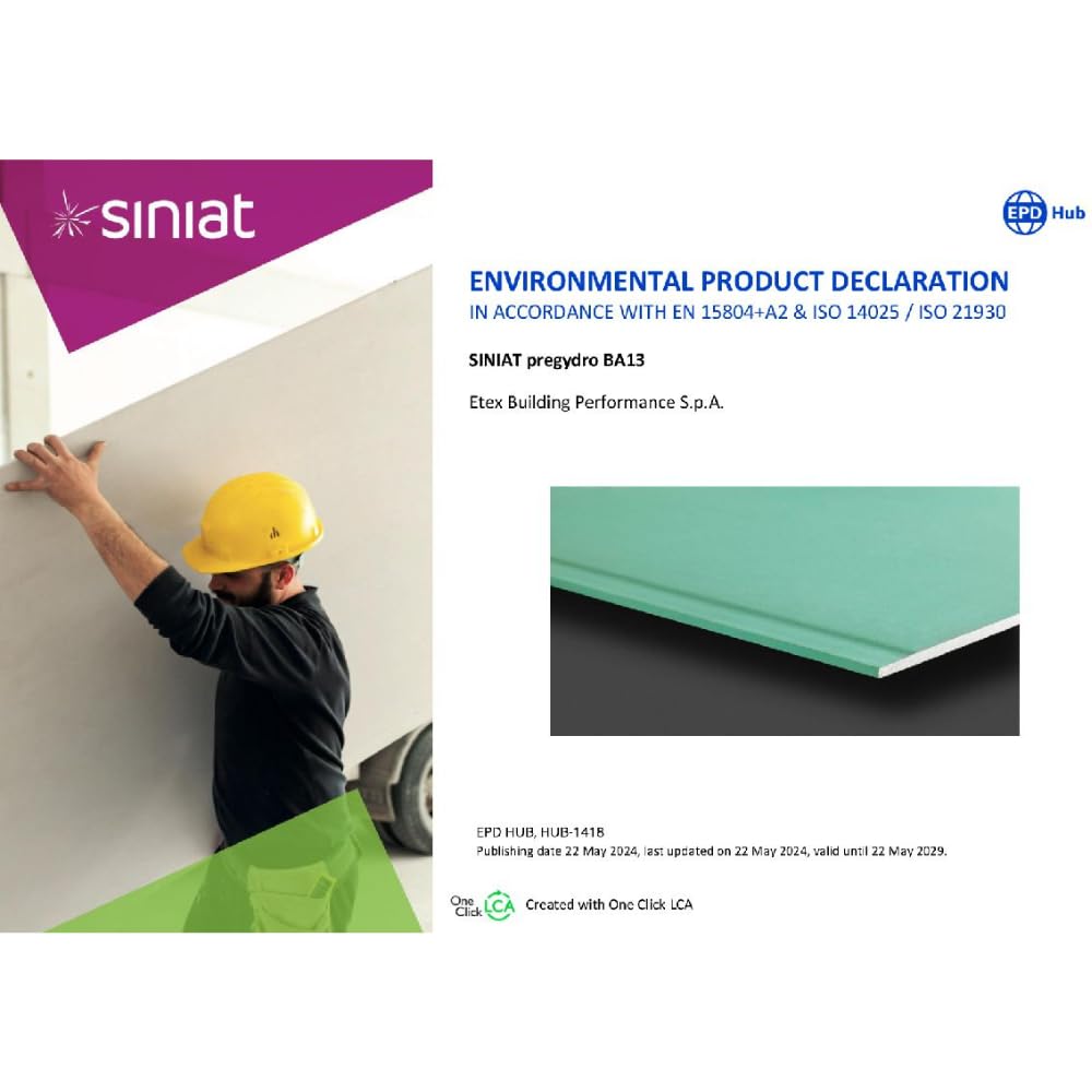 Lastra Cartongesso Siniat Pregydro H2 BA13 1200x2000 Resistente Ambienti Umidi Pareti Soffitti Contropareti Pareti Divisorie