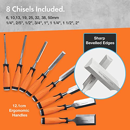 VonHaus Chisel Set - 10pcs Woodworking Tools Set - Wood Carving Tools, Wood Chisel Sets with Sharpening Stone, Honing Guide and Storage Case 2 VonHaus Chisel Set - 10pcs Woodworking Tools Set - Wood Carving Tools, Wood Chisel Sets with Sharpening Stone, Honing Guide and Storage Case - Image 2