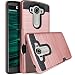 LG V10 Case,Jwest [ Card Slot] Heavy Duty Rugged Shock Absorption Protection Dual Layer Hybrid Wallet Case Cover Scratch Resist Protective Case for LG V10 - Rose Gold