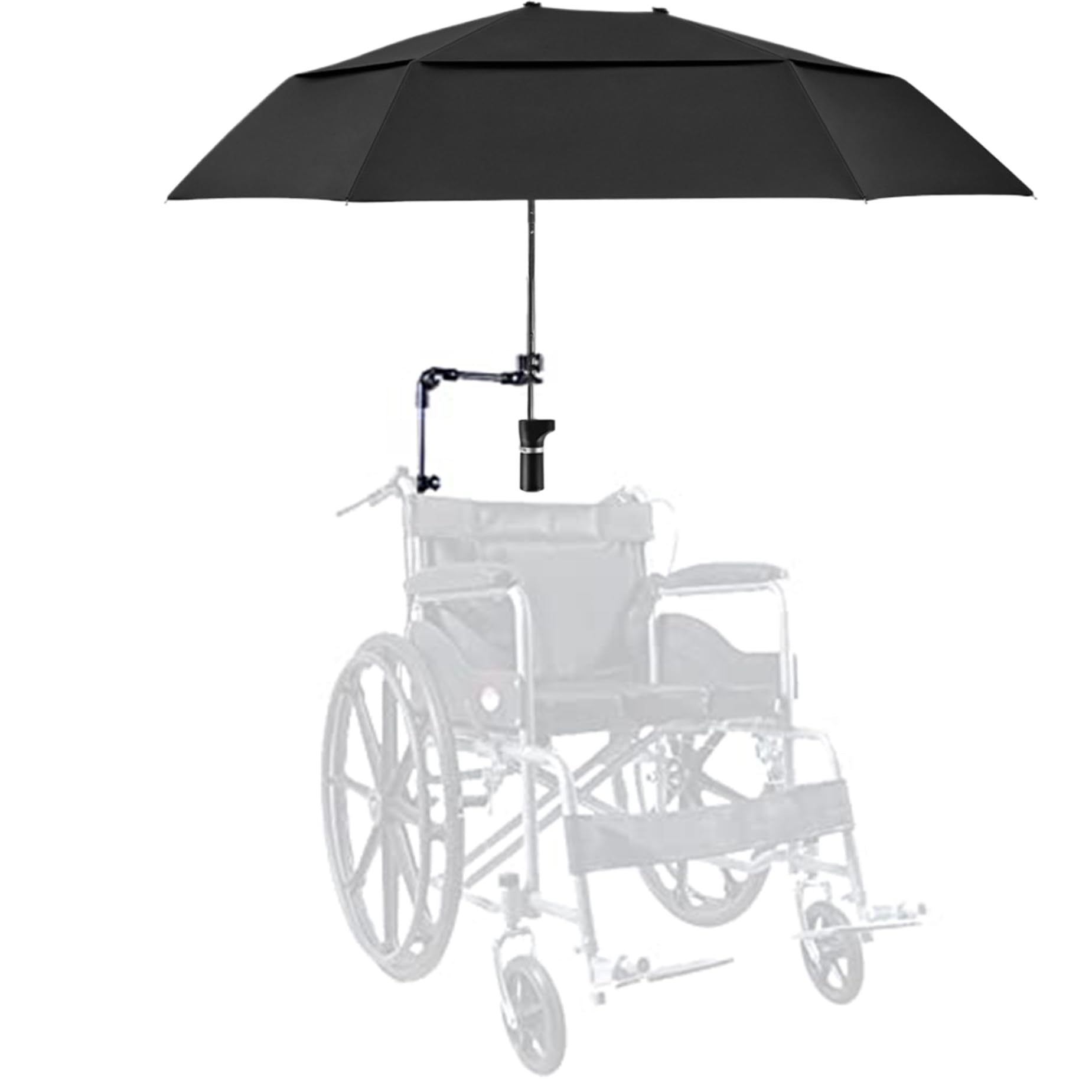 Pastoralist Black Boat Umbrella Shade,Beach Chair Umbrella With Universal Adjustable Clamp, Uv Protection Sunshade Umbrella For Outdoor, Strollers, Wheelchairs, Patio Chairs, Bleacher, And Golf Carts