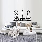 Drei Lustige Katzen Tier Wandaufkleber Haushalt Zimmer PVC Fenster Aufkleber Wandbild DIY Dekoration Abnehmbare 3D Wandaufkleber Wohnkultur-standardmäßig
