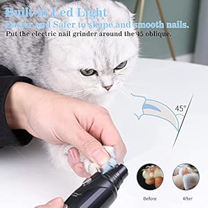 Pet Nail Grinder with LED Light & 2 Grinding Heads, 2-Speed Low Noise & More Powerful Dog Nail Grinder, Pet Nail Trimmer File, Painless Paw Claw Care, Quiet Toenail Grooming Tool for L/M/S Dogs/Cats Pet Nail Grinder with LED Light 2 Grinding Heads 2 Speed Low Noise More Powerful Dog Nail Grinder Pet Nail Trimmer File Painless Paw Claw Care Quiet Toenail Grooming Tool for LMS DogsCats