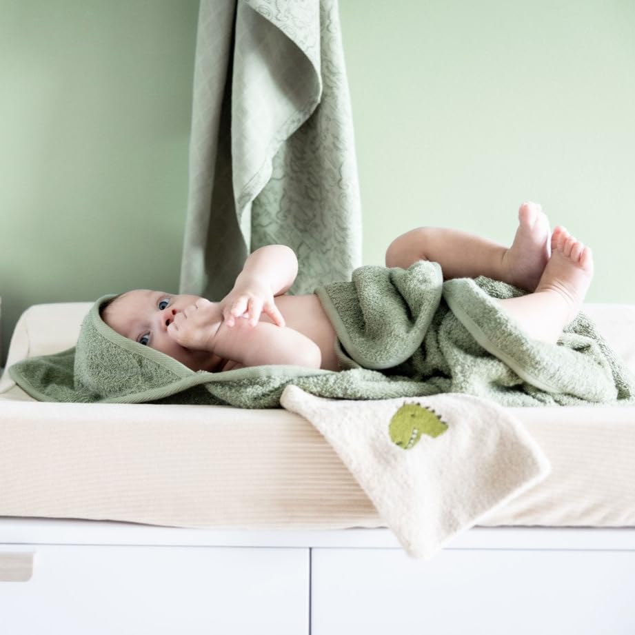 Trixie Kapuzenhandtuch, 100% Bio-Baumwolle, 75 x 75 cm, Grün