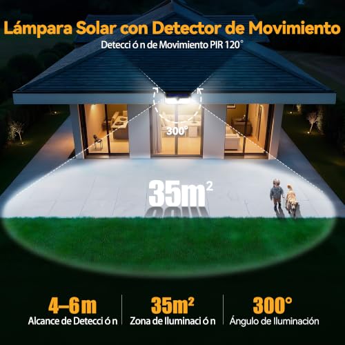 Miniatura 3 de Tecknet Luz Solar Exterior, 4200lm 416 Led Focos Led Exterior Solares De Movimiento 300 Iluminacion 3 Modos Ip66 Impermeable Focos Led Solares Para Jardín, Garaje, Patio, 2 Paquete