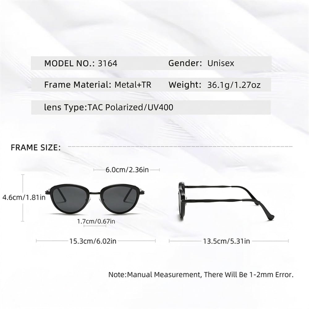 Gafas de sol polarizadas estilo ojo de gato para mujer, modernas, con protección UV400, lentes TAC y montura metálica.