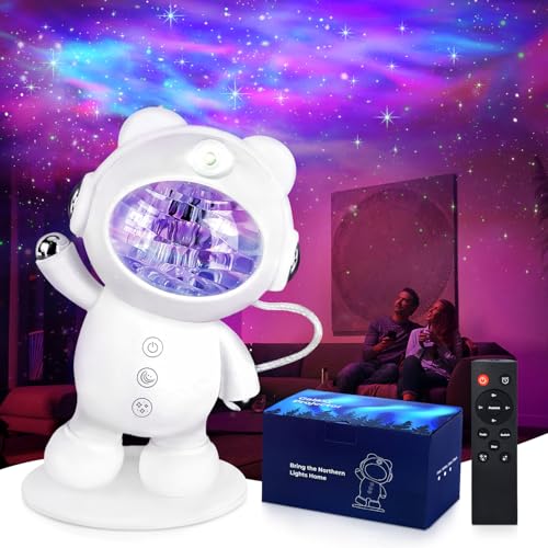 CHMMY Astronaut Galaxy Star Projector, Astronaut Starry Night Light Projector, USB Powered 360° Adjustable Night Light Projector with Remote Control, LED Lights for Kids Adults Home Room Decor