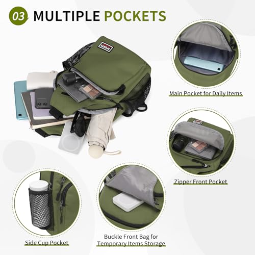 Image of Convertible Sling Bags for Women Men, Lightweight Crossbody Backpack Daypack Fit for 7.9 inch Tablet for Casual Travel Sport Hiking (Dark Green)