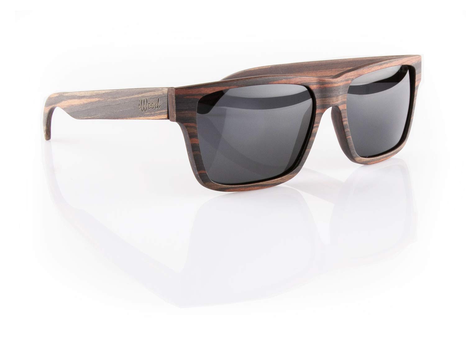 Iwood Sonnenbrille aus Holz/Echtholz/Echtholzbrille/Holzbrille - Modell 10 dunkles Sandelholz - für Damen und Herren - UV400 mit Polarisationsfilter (polarisiert) - Brillenmanufaktur aus Deutschland