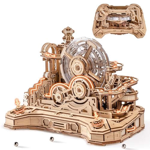 ROBOTIME Puzzle 3D en Bois Gear Ball Challenge – Kit Labyrinthe Mécanique 653 pièces, STEM pour Adultes & Ados, Design Manette de Jeu, EGC01