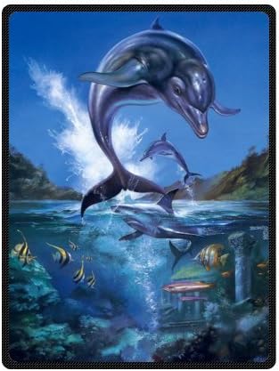 Fleece Prints Throw Blanket for Sofa Couch Lounge Bed Bedding Dolphin Fleece Throw Blanket 58" x 80" (Large)