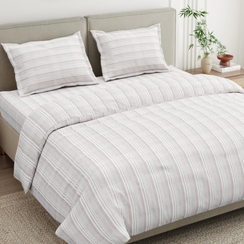 Haus & Kinder Bedsheet for Double Bed King Size | 300 TC Pure Cotton Bedsheets for King Size Bed | 108 x 108 Cotton Bedsheet Super King Size with 2 Pi