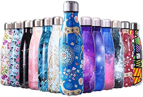 QXuan Insulated Stainless Steel Water Bottles Double Wall 500ml BPA Free for Sports Office School Travel Outdoor