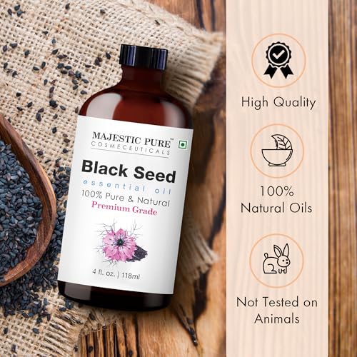 Image of Majestic Pure Blackseed Essential Oil for Diffuser - 4 Fl Oz | 100% Natural Essentials Oils for Aromatherapy, Massage, candle making, soap making and custom essential oil blends