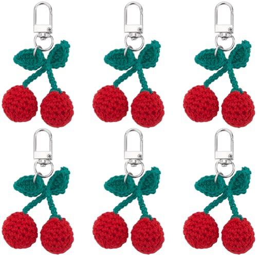 Cerises au crochet en laine pendentifs pour sac et clés