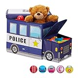 spielkiste lang Für Kinder: Das dunkelblaue Polizeiauto mit den gelben Sternen macht die Spielzeugbox zum Hingucker