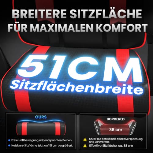 Riftracer Gaming Stuhl Chair Gamer Sessel - Ergonomischer Gamer Stuhl mit Fußstütze Kopfstütze und Lordosenstütz Höhenverstellbar… – Ansicht 5