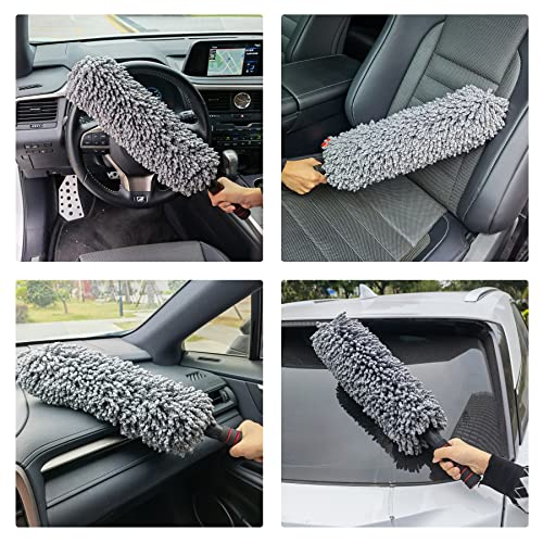 Amiss Soft Microfiber Car Duster, Long Unbreakable Extendable Handle, Dust Cleaning Brush, Duster For Car, Truck, Suv, Rv And Motorcycle, Car Interior Exterior Accessories - Grey #TOP4