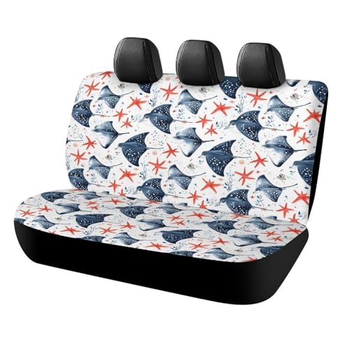Housses de siège arrière de voyage en famille pour VUS motif raie manta bleue