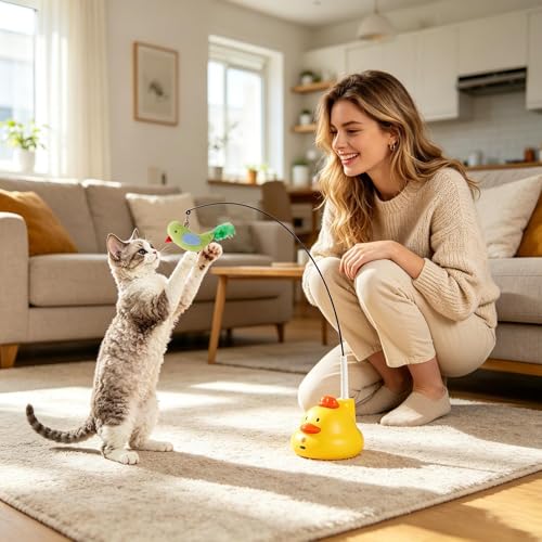 Jouet électrique pour chat interactif avec rotation 360 et programme intelligent