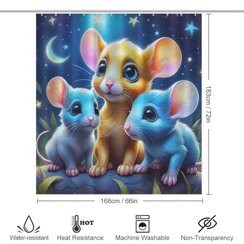 Souris mignonne rideau de douche polyester imperméable lavable 168x183cm - 4