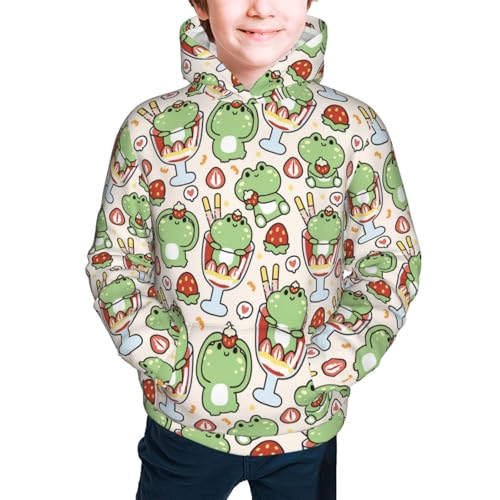 Cute Frog with Ice Cream Kid Hoodies Boys Sweatshirts Girls Pullover with Pocket3
