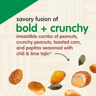 Snak Club Tajin Fiesta Snack Mix, Peanuts, Crunchy Peanuts, Toasted Corn, and Pepitas with Chili and Lime Seasoning, Mild, No Artificial Colors or Flavors, 11 oz Resealable Bag