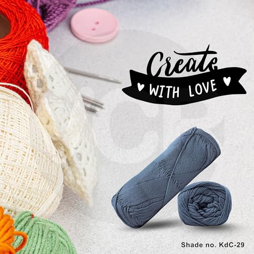 Image of VCR 4Ply Navy Blue Yarn, 100 Grams Hank, 320 Meters Length, Cotton Combed Ball for Crochet and Knitting, Soft Crosia Threads, Pack of 1 Yarn, Suitable for DIY Crafts