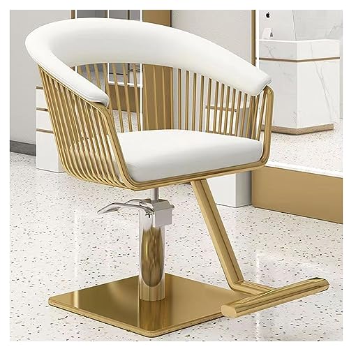 Silla de peluquería hidráulica profesional con sillón reclinable y bomba de altura ajustable, color blanco