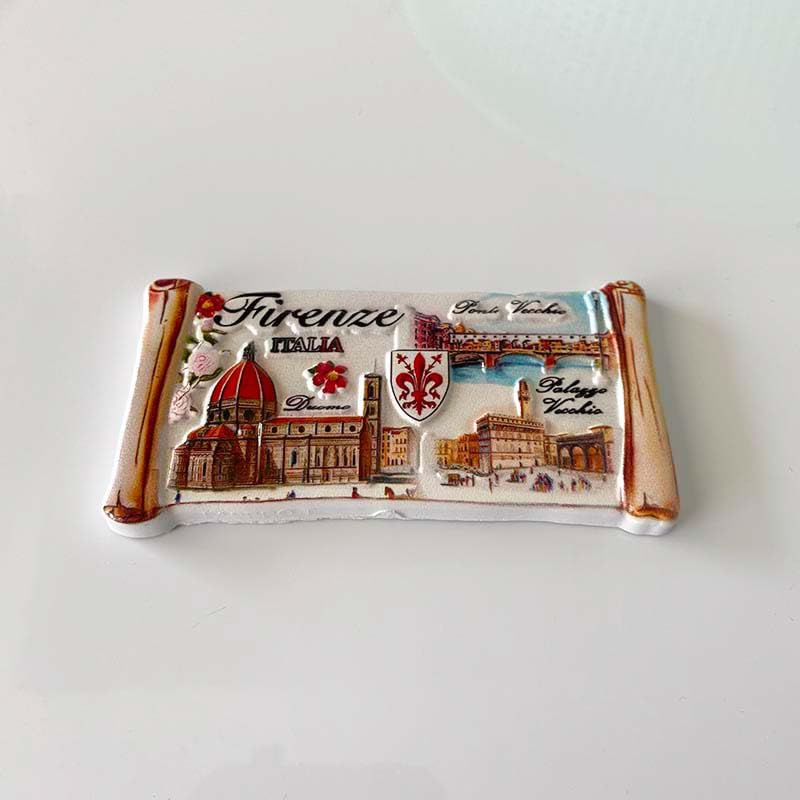 Imán decorativo cerámico de Florencia con Duomo y Ponte Vecchio miniatura 1