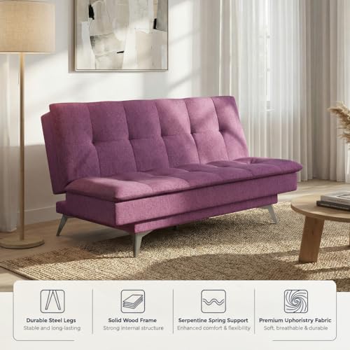 Image of Wakefit Flexia Sofa Cum Bed - Three Seater - Warpknit Series Purple