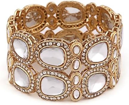 Shining Diva Fashion Parineeti Chopra Inspired Latest Stylish Traditional Kundan Bangles for Women (Set of 2)