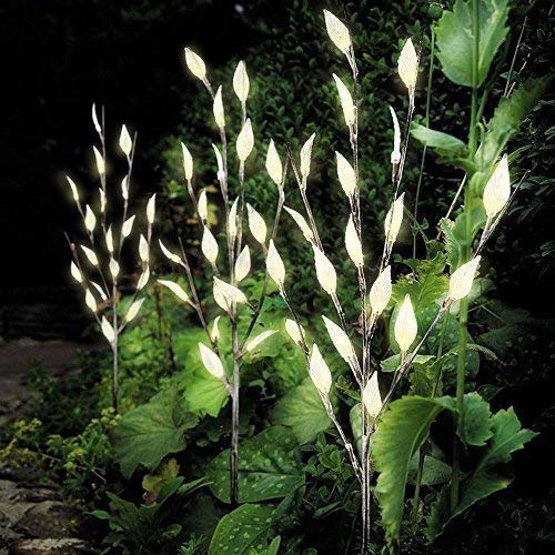 INLAR Solar Lights Tree Branch Leaf Shape Lamp, 3 PCS 60 LED Stylish Fairy Decorative Ornamental Light for Outdoor Garden Lawn Patio Decking(Warm White)