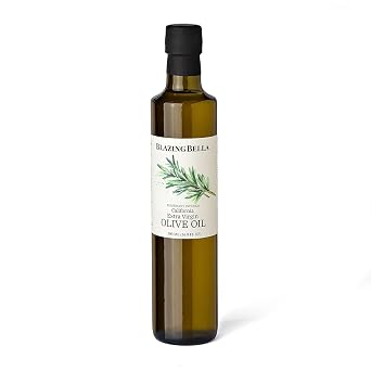 Blazing Bella Rosemary Infused Extra Virgin Olive Oil from California, Smooth and Balanced Premium EVOO for Cooking, Roasting, Potatoes, Chicken and Vegetables, 500ml