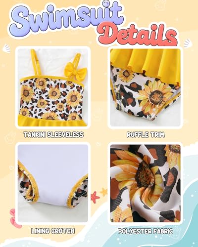 Image of Toddler Girl Swimsuit Baby Girl Bathing Suit Long Sleeve Floral Zipper One-Piece Rash Guard Swimsuit with Hat