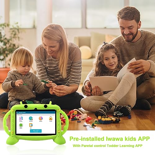 Image of Kids Tablet, 7 inch Tablet with Case for Kids 2-10, Educational Learning Toddler Tablet Android 11, 3GB RAM+32GB ROM Storage, WiFi,Bluetooth,with Google Play YouTube, Baby Girl boy Present(Green)