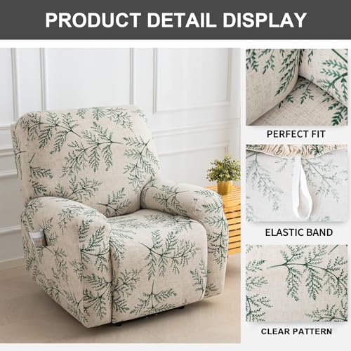 Image of Eco-Ancheng Recliner Slipcovers 4-Pieces Lazyboy Recliner Covers Recliner Couch Covers Recliner Chair Cover Non Slip Reclining Slipcovers with Storage Pockets Furniture Protector for Living Room,14