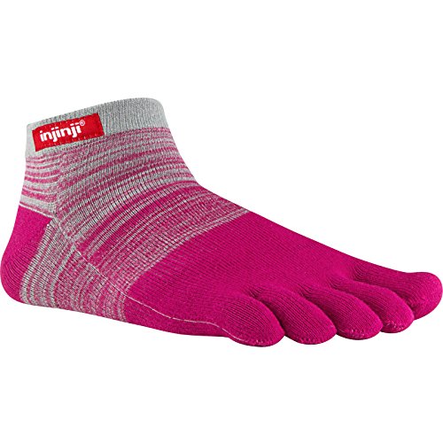 injinji Sport Original Weight Micro Coolmax Socks, Large, Gray Magenta