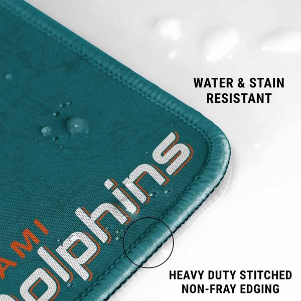 Skinit Small Gaming Mouse Pad - Officially Licensed Miami Dolphins Distressed- Aqua Design with Stitched Edges, Waterproof, Non-Slip Rubber Base, Desk Mat for Keyboard & Mouse, 12.6