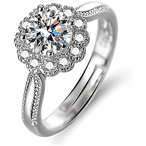 925 Sterling Silver Rings Adjustable Size Rings for Women Cubic Zirconia Rings CZ Diamond Rings Eternity Engagement Wedding Band Rings (The Picture Style(No.10)) Cover