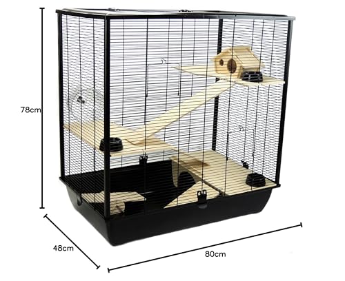 Hamster & Rat Cage 78cm x 48cm x 80cm - Plaza Tall Multi-Level Black | Little Friends - Image 10