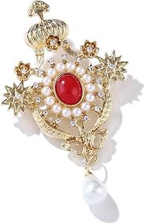 ROFARSO Gold Vintage Brooch Pin for Women Fully-Jewelled with Faux Pearl& Rhinestone Crystal for Wedding Party Prom Gift R...