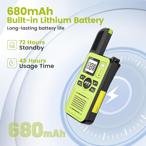 Image of Super Mini Walkie Talkies Long Range with Earpiece, Portable 2 Way Radios | ﻿Walkie Talkie for Adults, 22 Channel, Up to 24 Hours Battery Life,Clear Communication for Team, Restaurants, Outdoor, Green