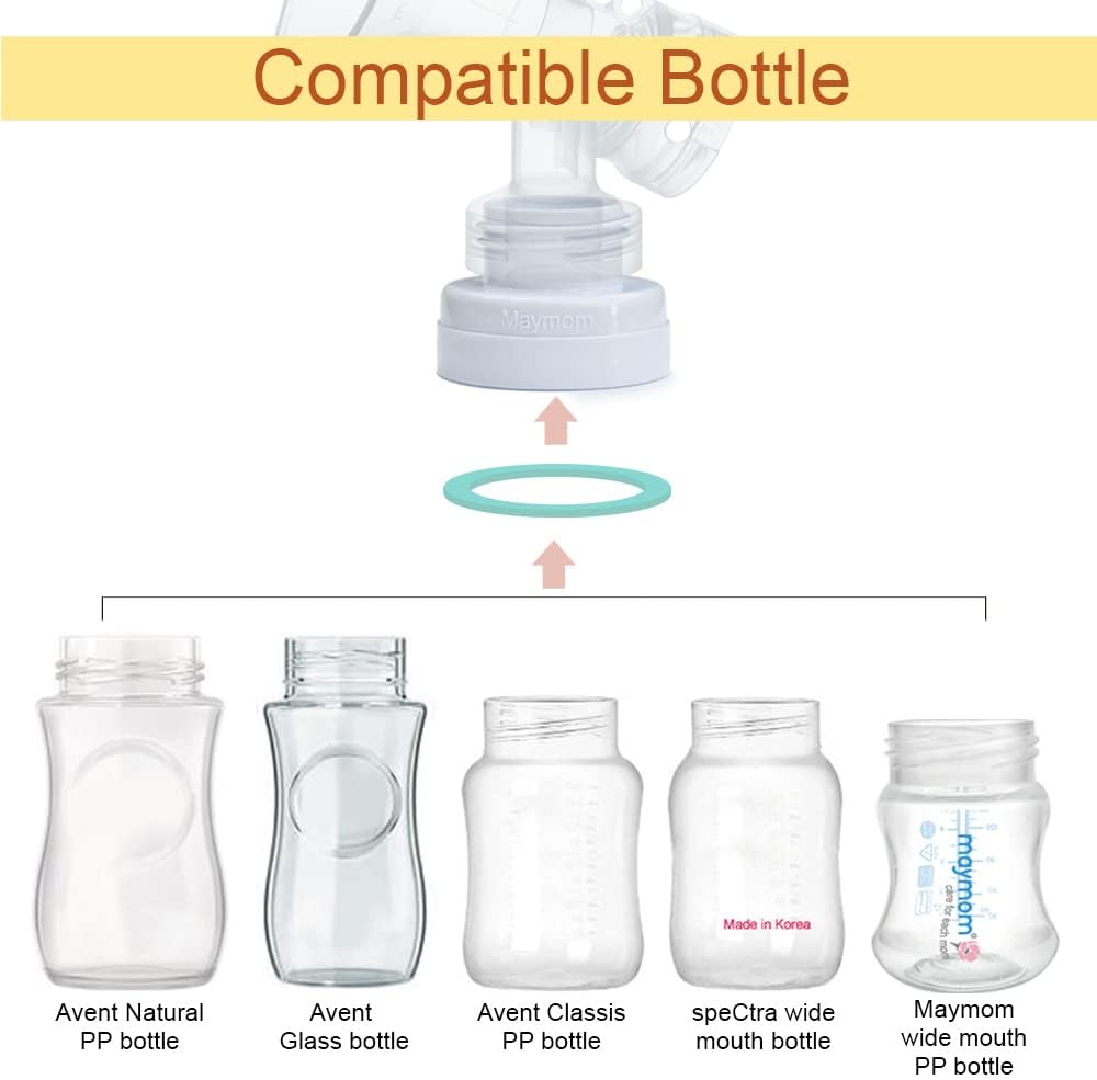 Maymom Conversion Kit Compatible with Medela Breast Pumps (Selected) to be Compatible with Avent Classic Bottles, Avant Natural PP Bottle and speCtra Wide-mouth Bottles Thread Changer; w Sealing Rings
