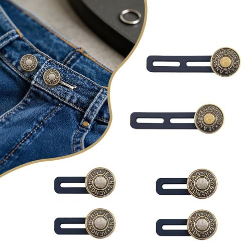 6 Stk Hosenbunderweiterung Knopf, Elastischen Metall Knopfverlängerung für Hosen Expander Button Set, Verstellbarer Hosenknopf Verlängerung für Hemd Hosen Kleid Hosen Männer und Frauen