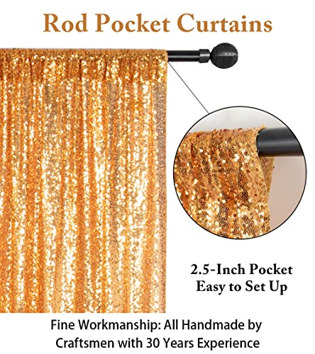 Sequin Curtains 2 Panels Gold 2Ftx8Ft Sequin Photo Backdrop Sequin Backdrop Curtain Pack Of 2-1011E #TOP4