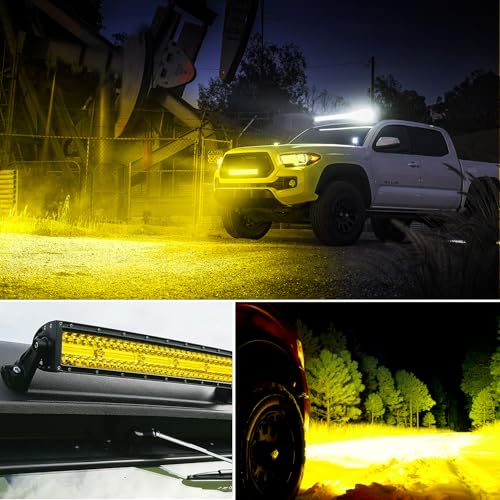Image of Nilight 42 Inch LED Light Bar 320 LED Chips Yellow Beam Curved Triple Row Fog Light Spot Flood Combo High Power LED Driving Lights Off Road Lights for Trucks SUV UTV ATV Truck Van 4x4 Boat