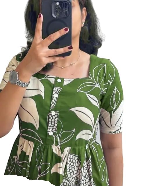 Image of Women's Rayon A-Line Midi Dress, Red and White Floral Print, Short Sleeves, Tiered Design, Round Neck, Summer Wear