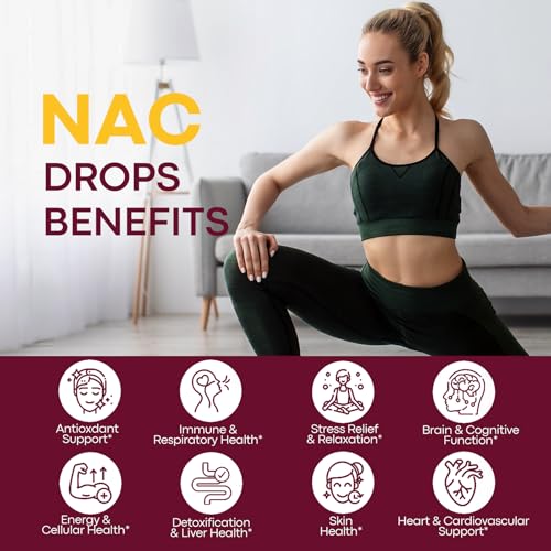 Image of Liposomal Liquid NAC Supplement N-Acetyl Cysteine Drops, N Acetyl Cysteine 600mg with Glutathione, Resveratrol & Zinc for Adults & Kids Liver Lung Antioxidant Immune & Skin Health, Lemon 2 Fl Oz