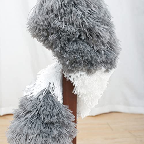 Image of Barebeauty Microfiber Feather Duster with Extendable Pole, 100 inch Telescoping Cobweb for Cleaning, Bendable Head, Washable Duster for Ceiling, Fan, Furniture (Grey White)
