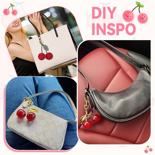 Image of TINKRSTUFF Cherry Bag Charm Cute Key Chains Cherry Purse Charms for Handbags, Strawberry Keychain Best Gifts
